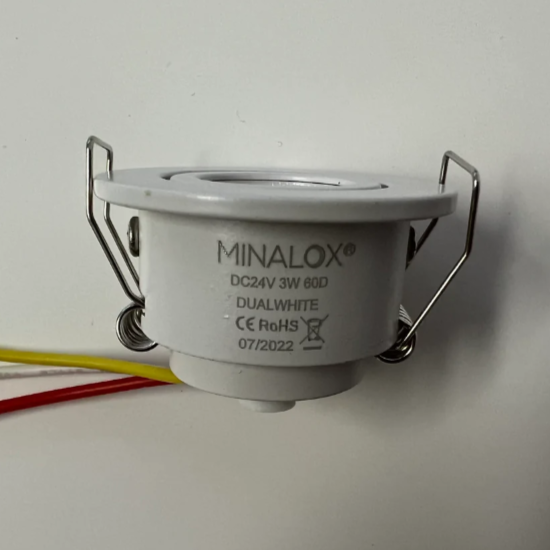 MINALOX LED DOWNLIGHT D42 DUALWHITE 3W 24V 60° 1800K 4500K Loxone Dimbaar