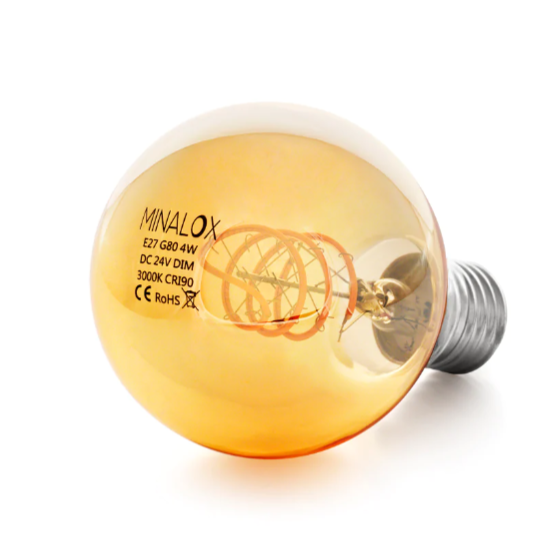 MINALOX LED Filament lamp G80 E27/4W/24V/3000K Loxone Dimbaar