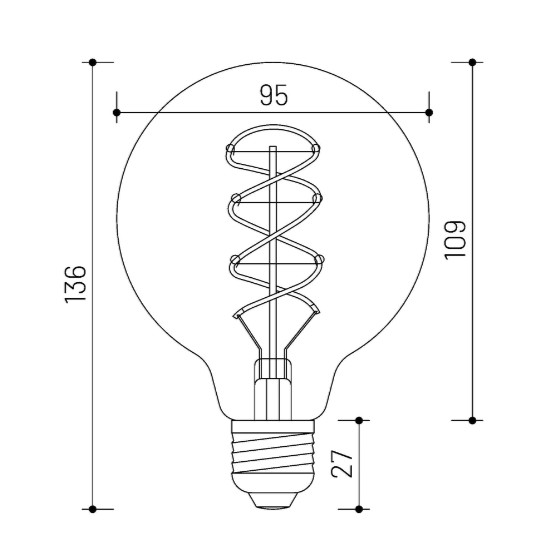 MINALOX LED Filament lamp G95 E27/4W/24V/WW Loxone Dimbaar