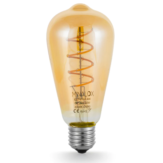 MINALOX LED Filament lamp ST64 E27/4W/24V/WW Loxone Dimbaar