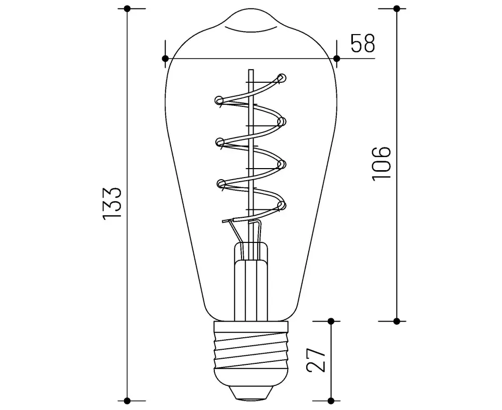 MINALOX_stmievatelna_LED_ziarovka_E27_ST58_4W_360D_zlata_DC24V_smarthome_rozmery.webp