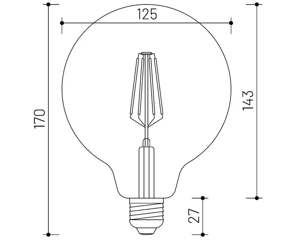 MINALOX_stmievatelna_LED_ziarovka_E27_G125G_6W_360D_cira_DC24V_smarthome_rozmery.webp
