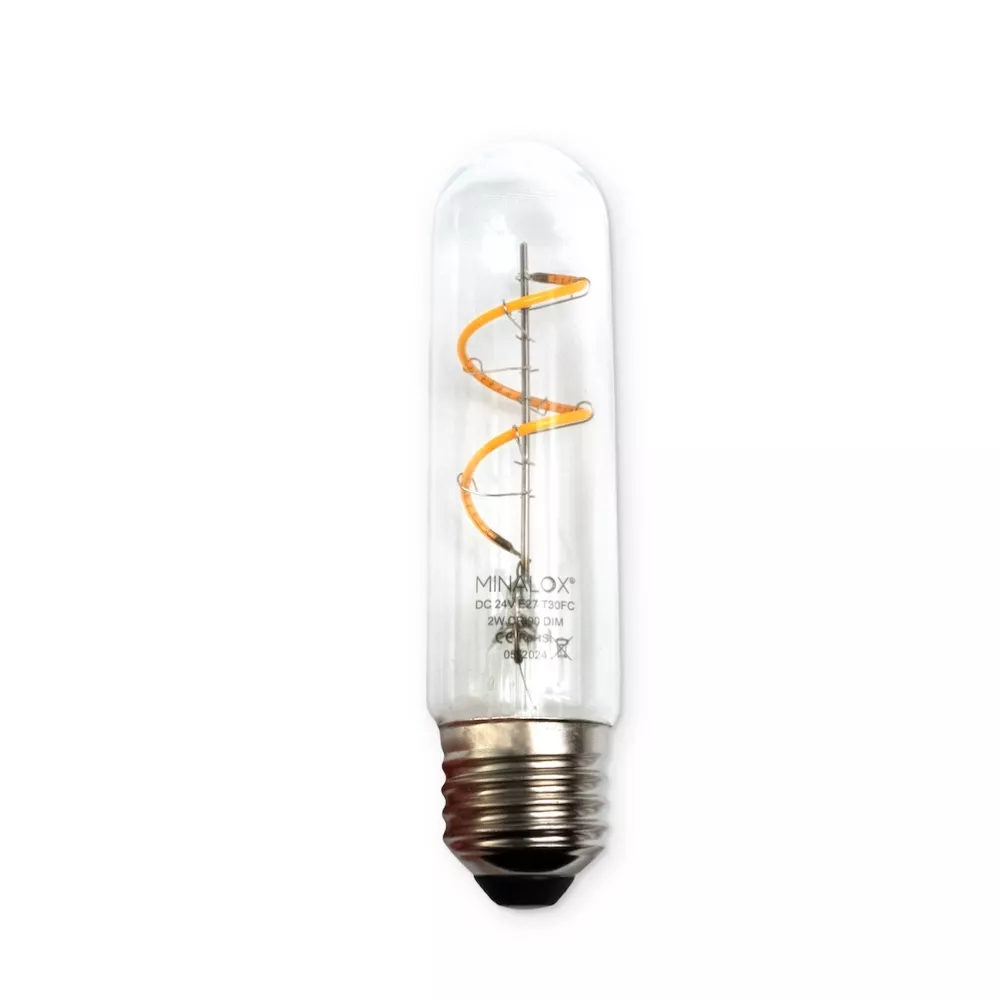 [LBT30/E27/2W/24V/WW] MINALOX LED Filament lamp Clear T30 E27/2W/24V/WW Loxone Dimbaar