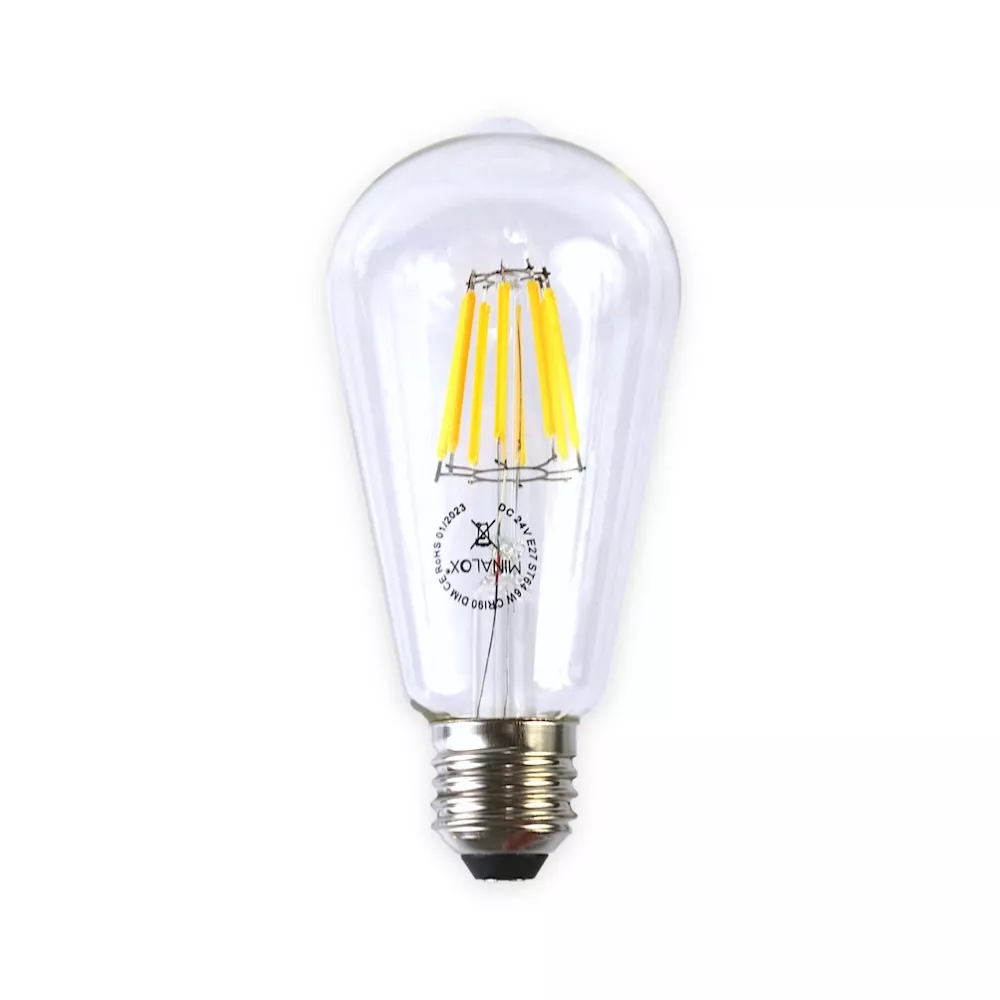 [LBST64/E27/6W/24V/WW] MINALOX LED Filament lamp ST64 E27/6W/24V/WW Loxone Dimbaar
