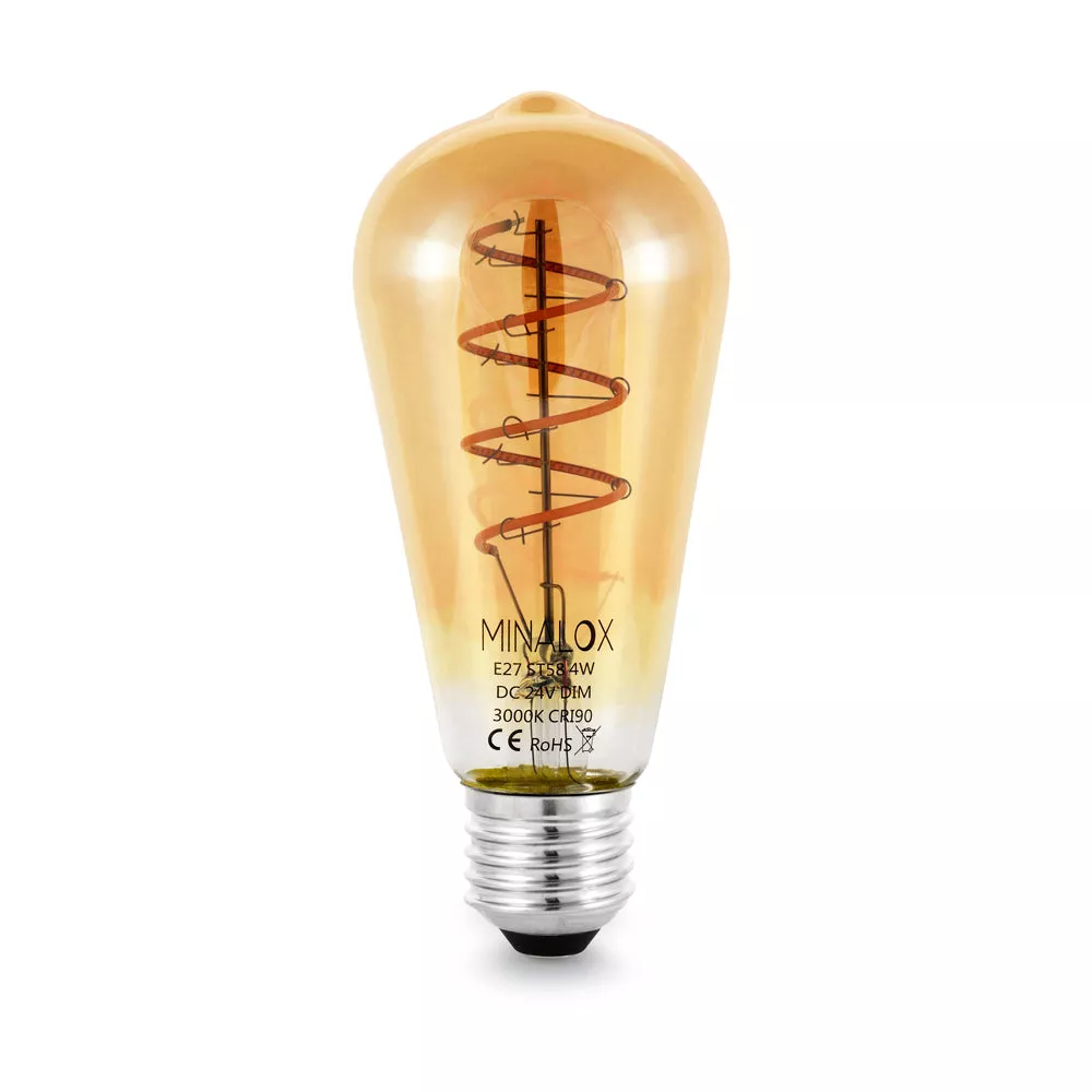 [MNLXLBST58FSG/E27/4W/24/WW] MINALOX LED Filament lamp Smoky Gold ST58 E27/3,6W/24V/WW Loxone Dimbaar
