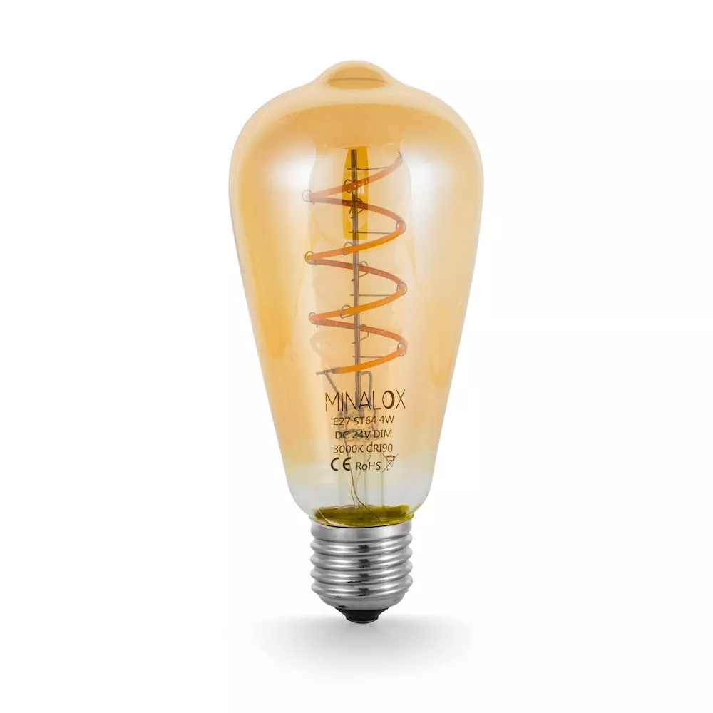 [LBST64FSG/E27/3.6W/24V/WW] MINALOX LED Filament lamp Smoky Gold ST64 E27/3,6W/24V/WW Loxone Dimbaar