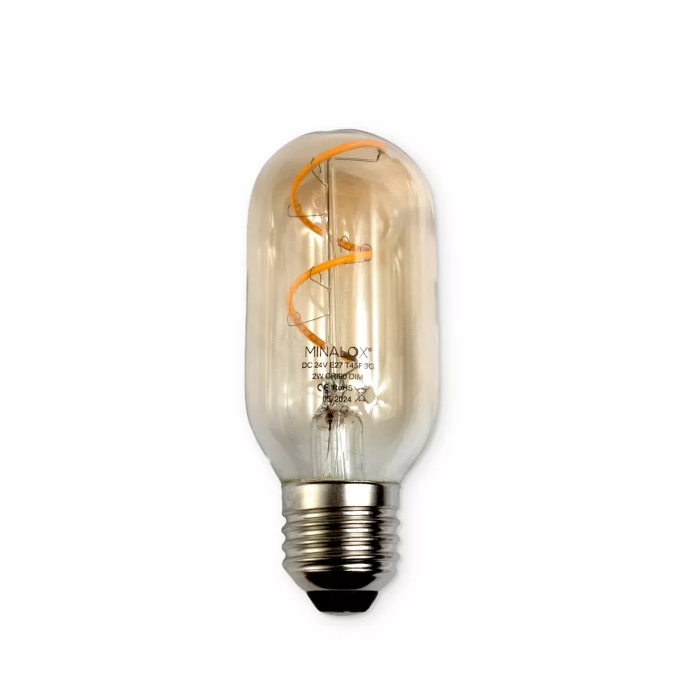 [LBT45FSG/E27/2W/24V/WW] MINALOX LED Filament lamp Smoky Gold T45 E27/2W/24V/WW Loxone Dimbaar