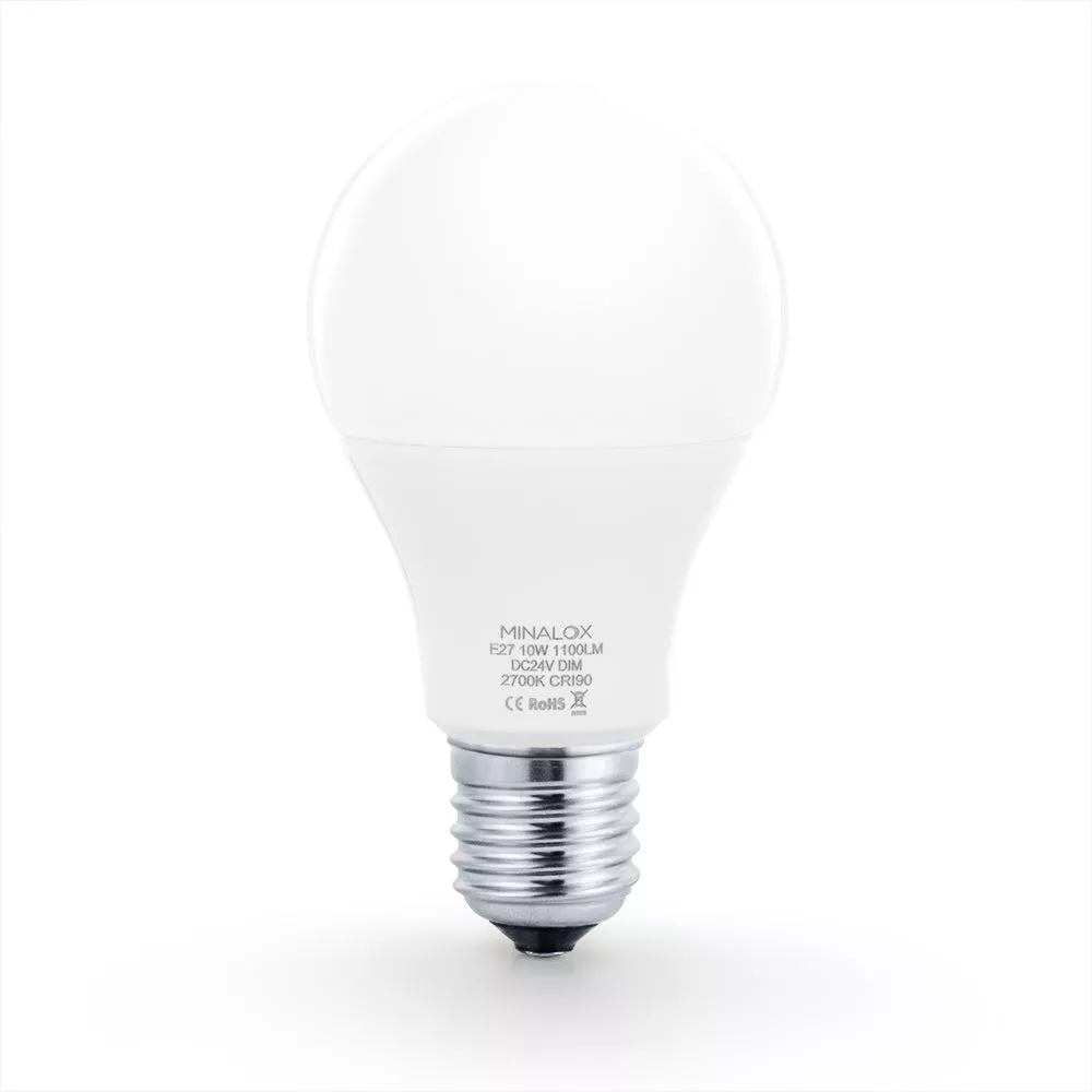 [LBA70/E27/10W/24/3000] MINALOX LED Lamp A70 E27/10W/24V 3000K Loxone Dimbaar