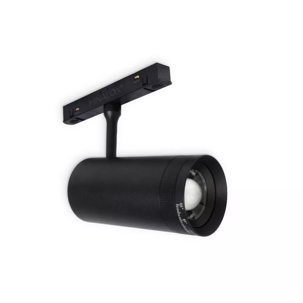 [MNLX-FC0848/12W/24V/15-55D/1800/4500/BK] MINALOX RAILSPOT 15-55° instelbaar FC0848 DualWhite 12W 24V Black Loxone dimbaar
