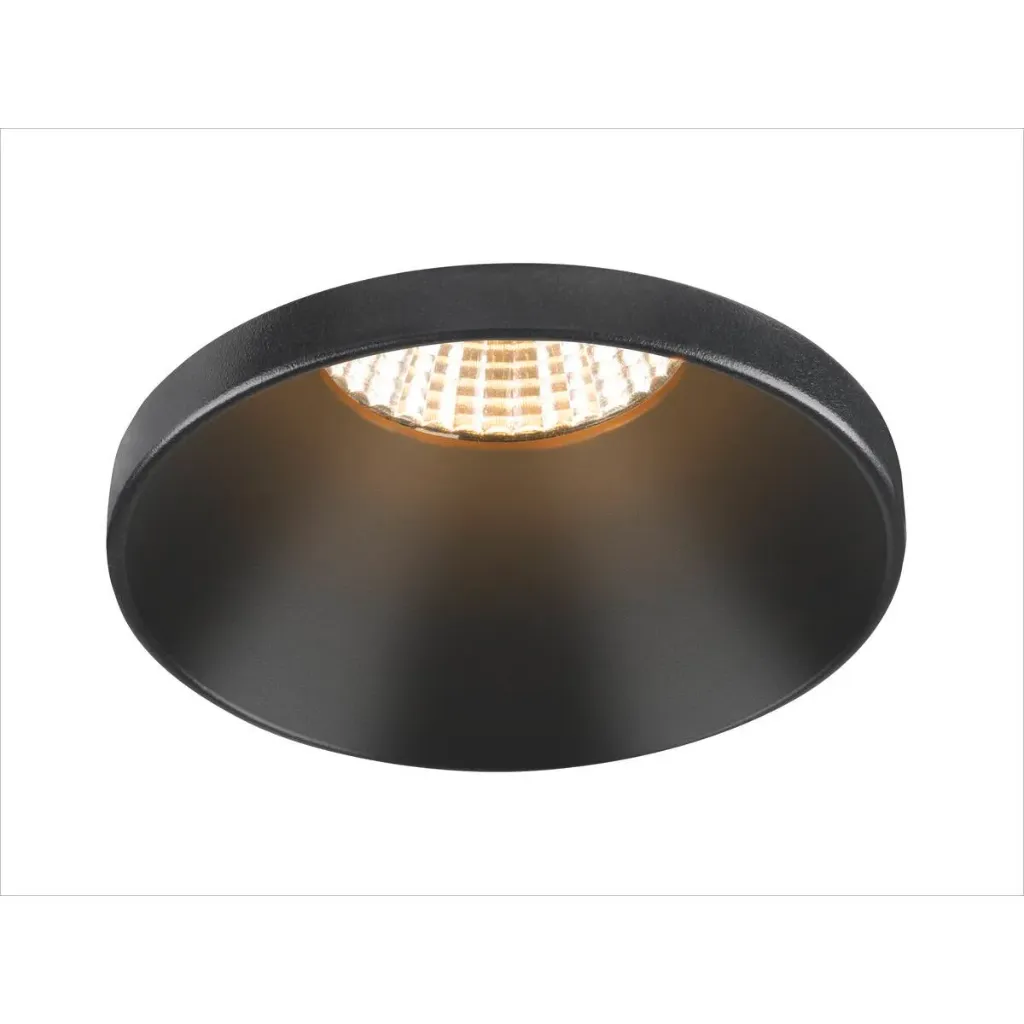 [1007449/2700] New tria 75 rond verdiept met kraag zwart inclusief GU10 2700k loxone dimbaar