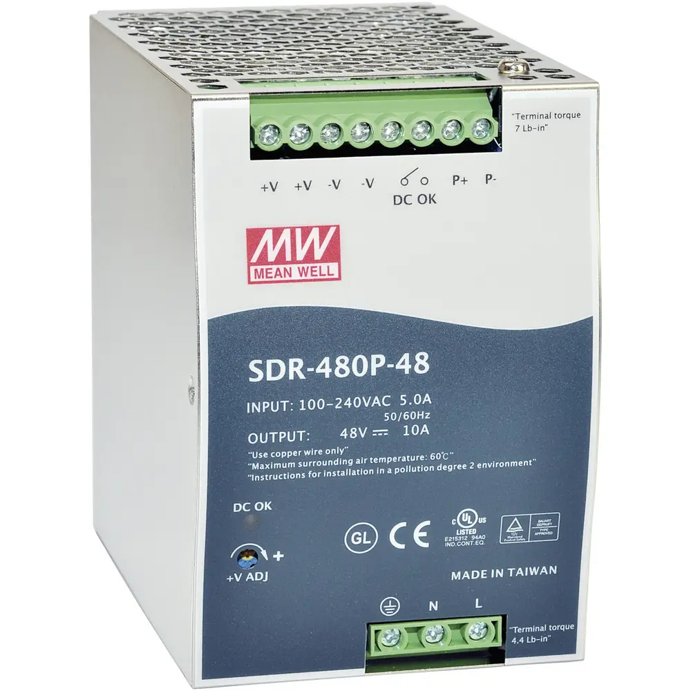 [SDR-480P-24] MEAN WELL SDR-480P-24 DIN-rail netvoeding 24 V/DC 20 A 480 W